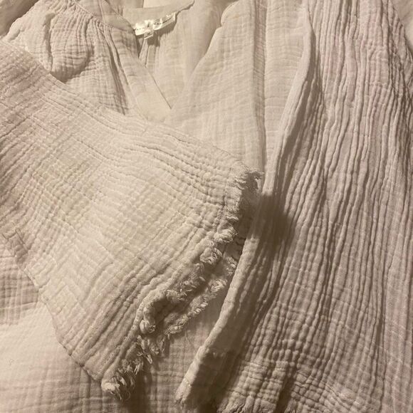 Chelsea & Theodore white cotton Gauze Blouse oversized tunic coverup top M - Picture 10 of 10